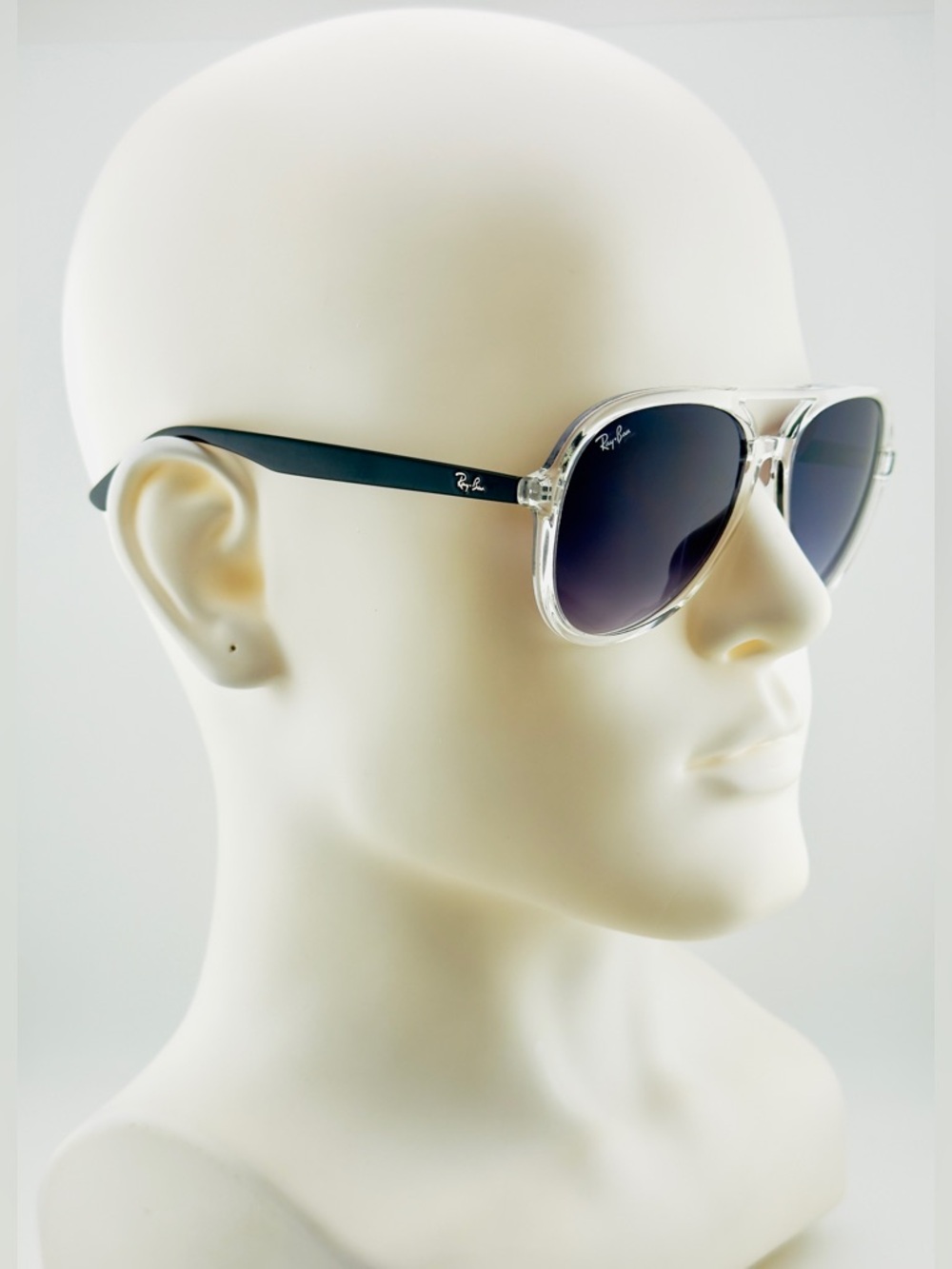 Ray-Ban Aviator Sunglasses RB4376 Transparent Frame with Gradient Dark Gray Lens - Picture 4 of 16